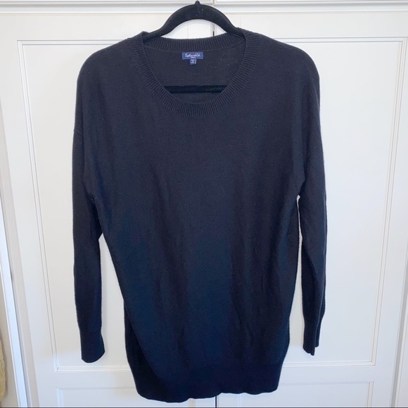 Splendid | Bleeker Cashmere Blend Pullover Sweater L/Sleeve Lace-Up Back Black M - Picture 2 of 16
